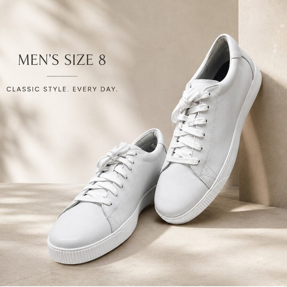 Cole Haan Nantucket 2.0 White Leather Sneakers Mens 8 Minimalist Old Money Prep